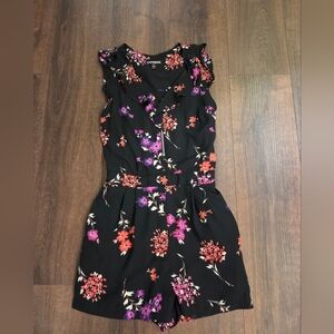 Express Black Mini Romper with Red and Purple Floral